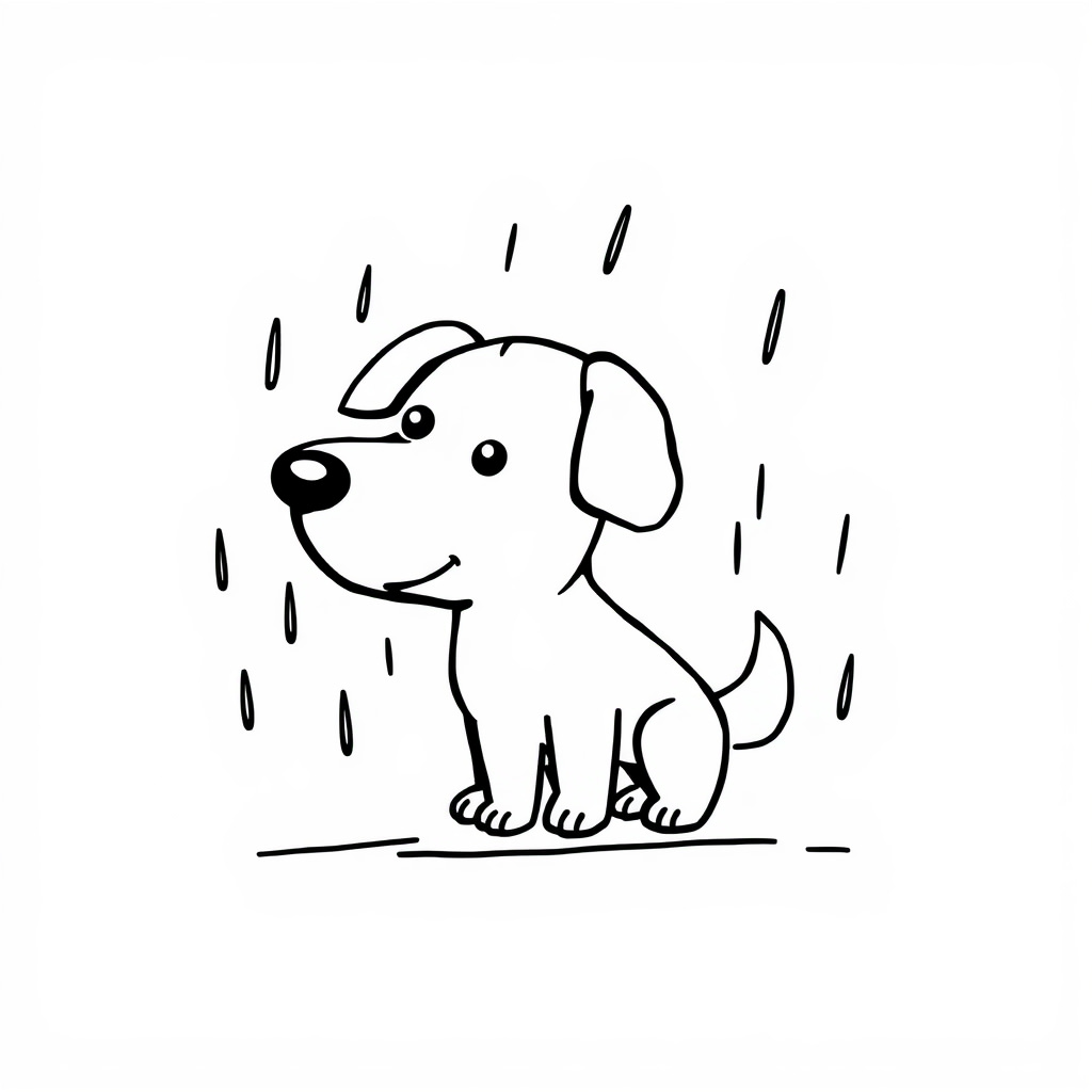 Dog in rain