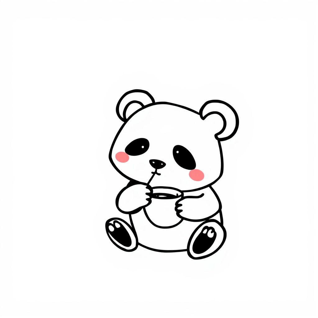 Panda sipping tea