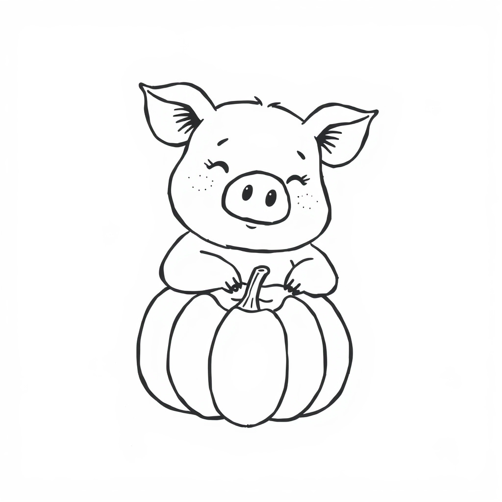 Pig carving a pumpkin