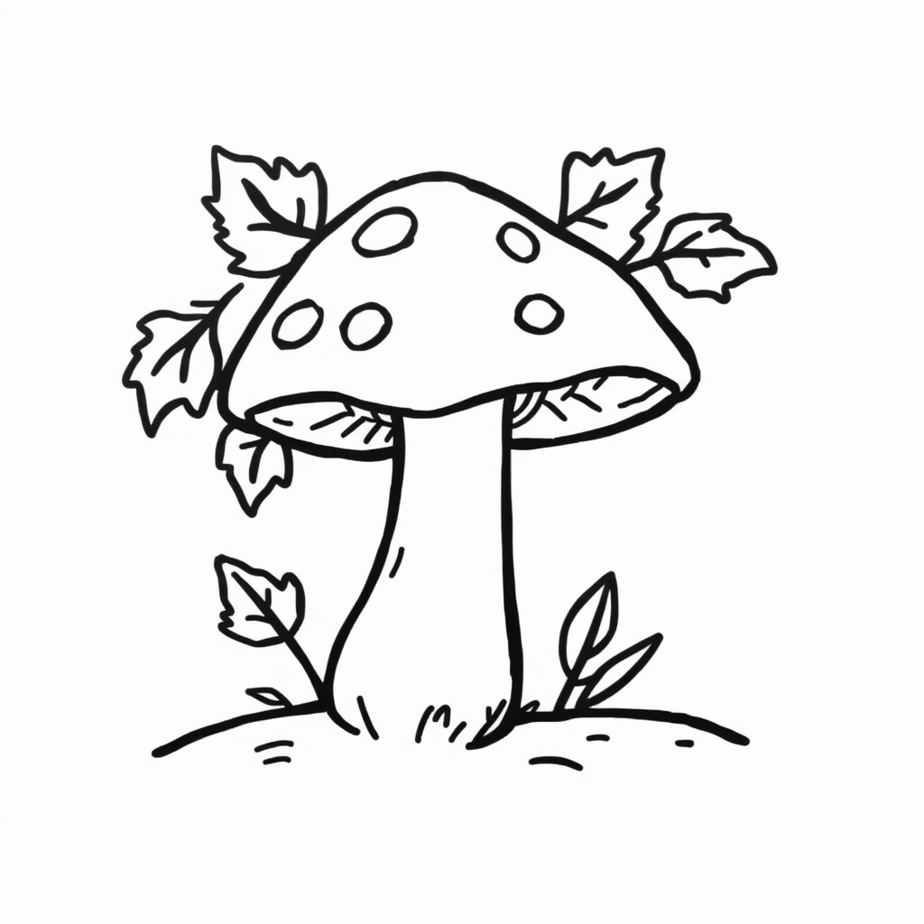 Mushroom under autumn leaves