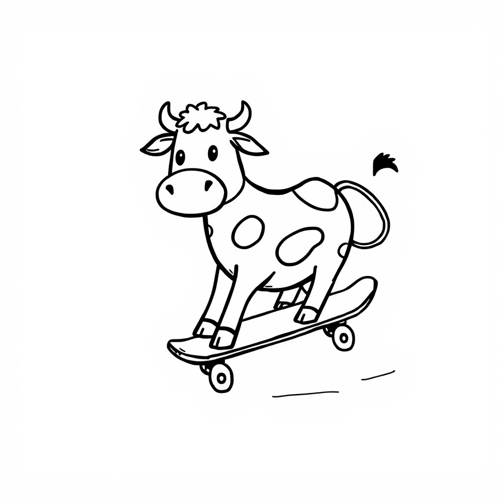 Cow riding skateboard