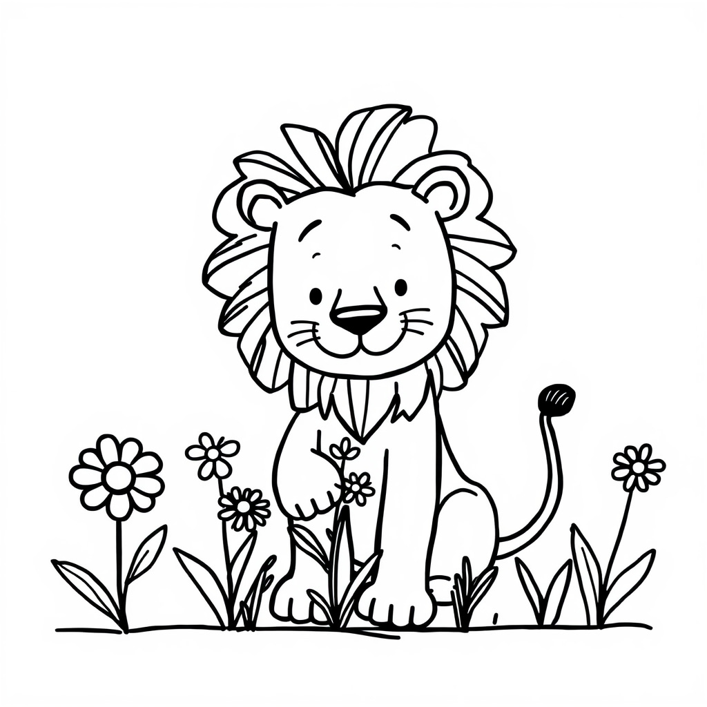 Lion gardening flowers