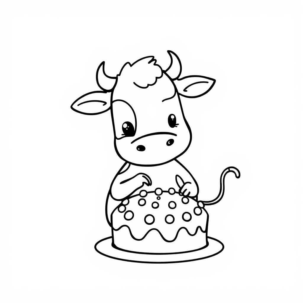 Cow baking cake