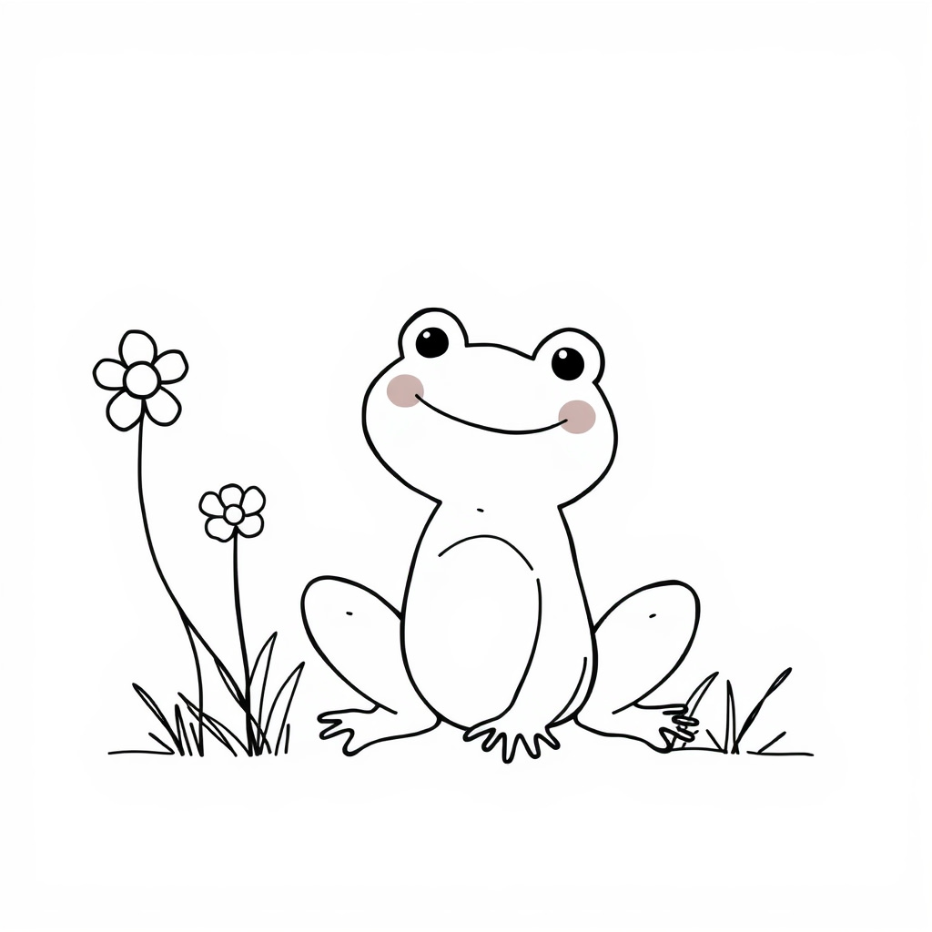 Frog enjoying spring flowers