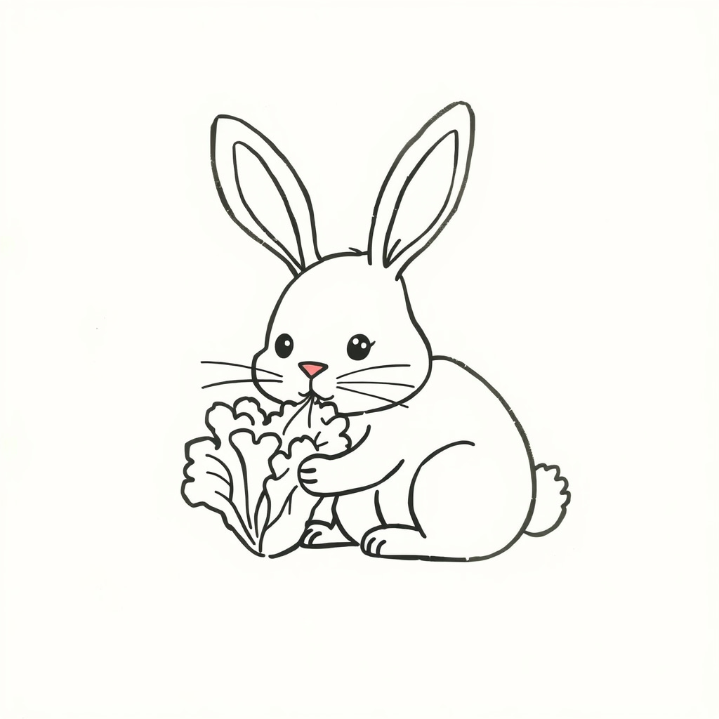 Bunny nibbling lettuce