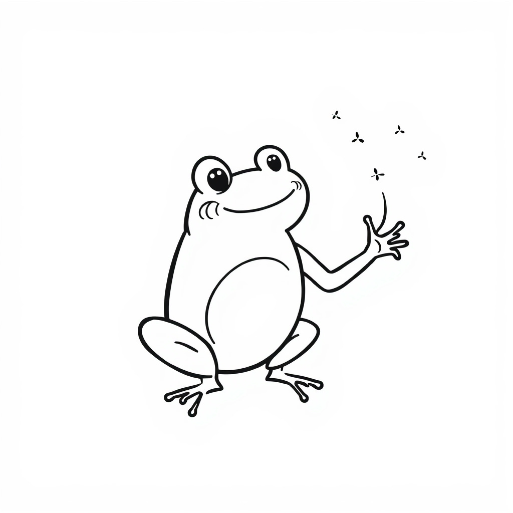 Frog catching summer fireflies