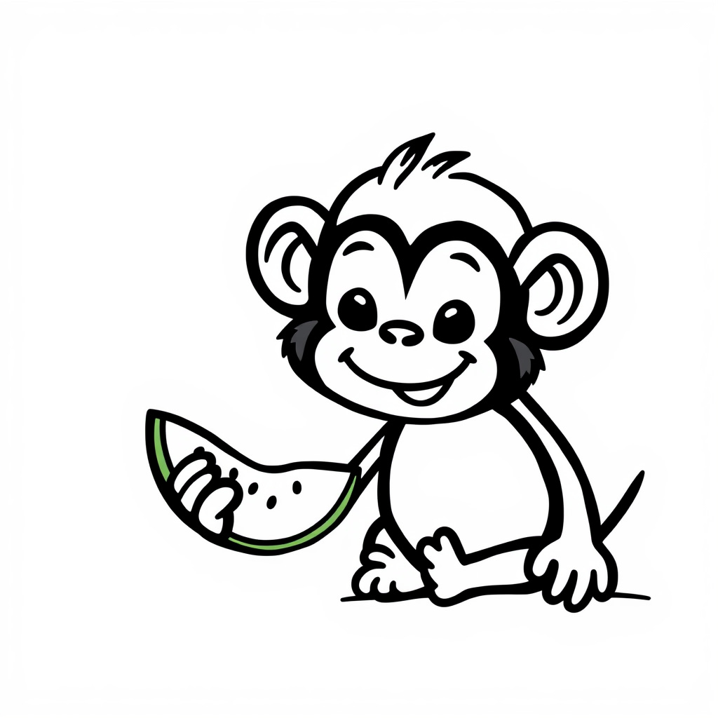 Monkey with a watermelon slice.