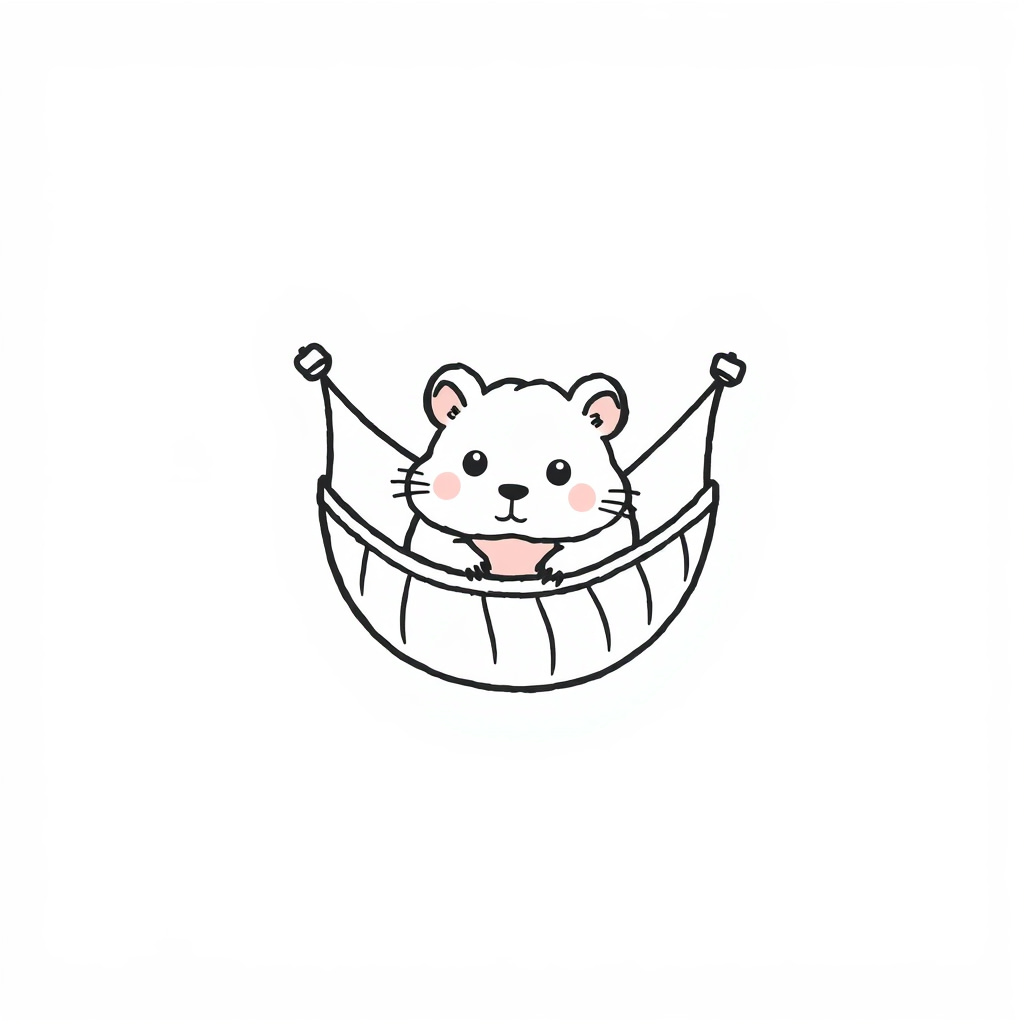 Hamster in a tiny hammock