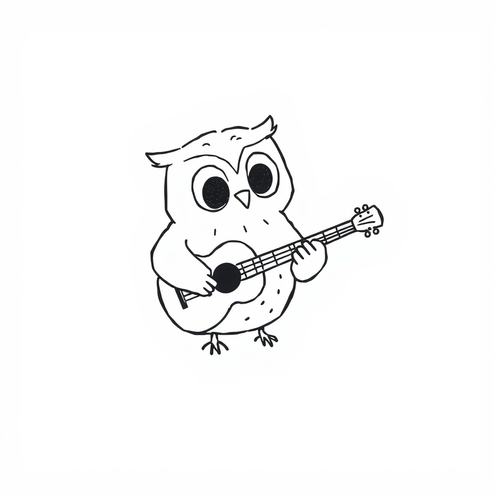 Owl playing guitar