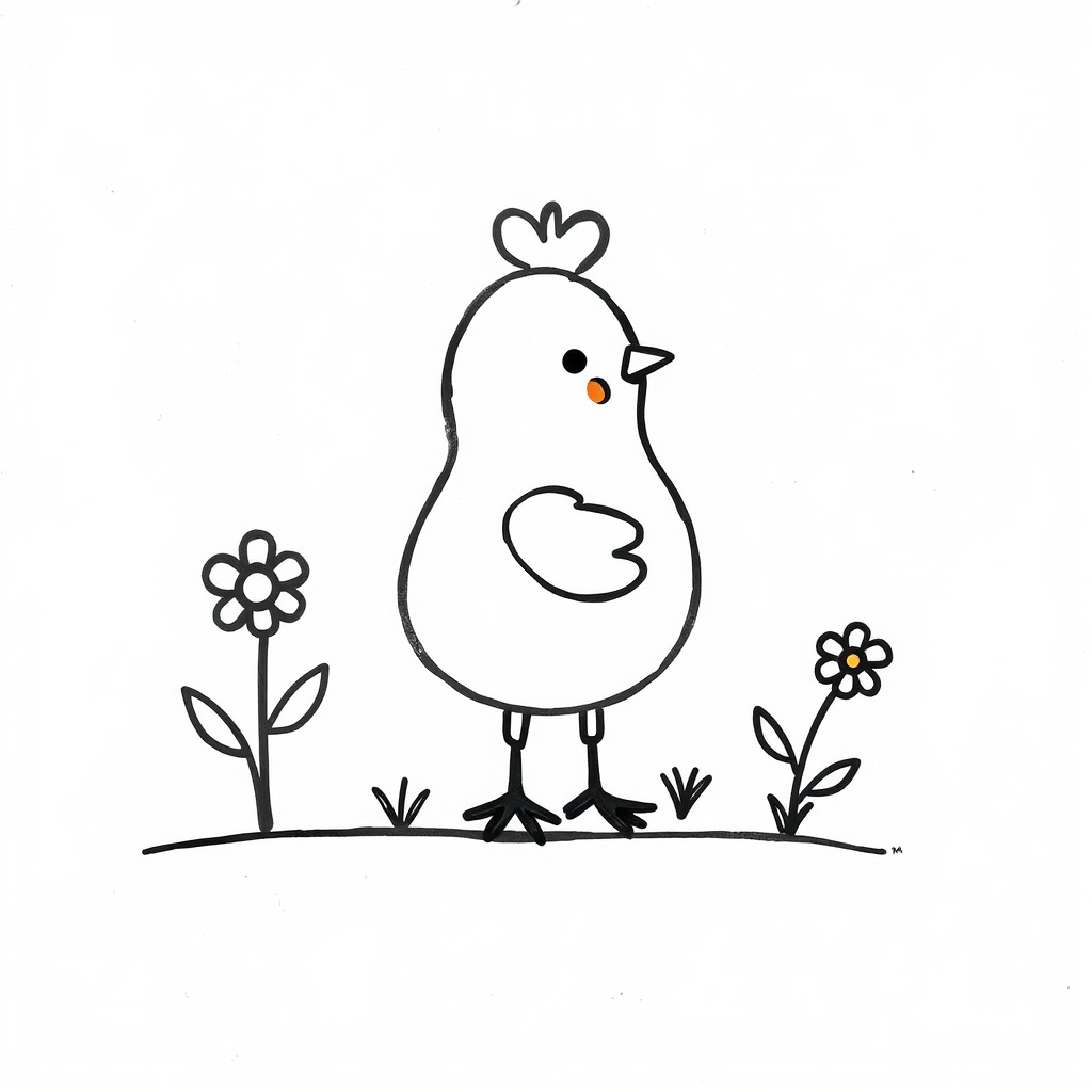 Spring: Chicken planting flowers