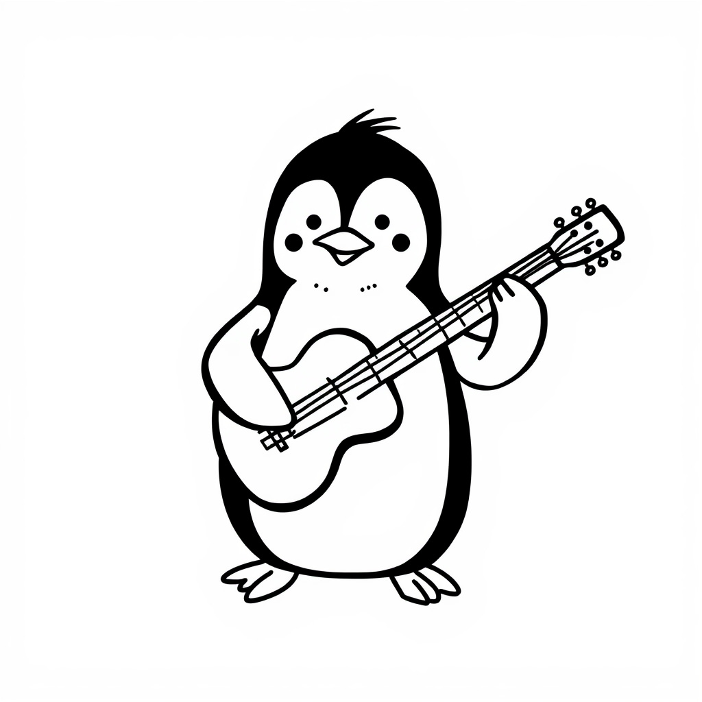 Penguin playing guitar