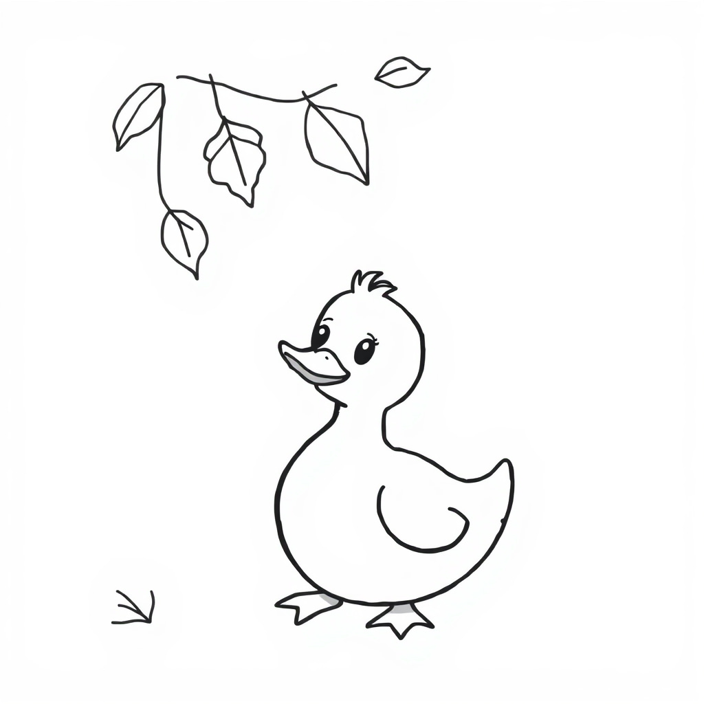 Duck under autumn leaves