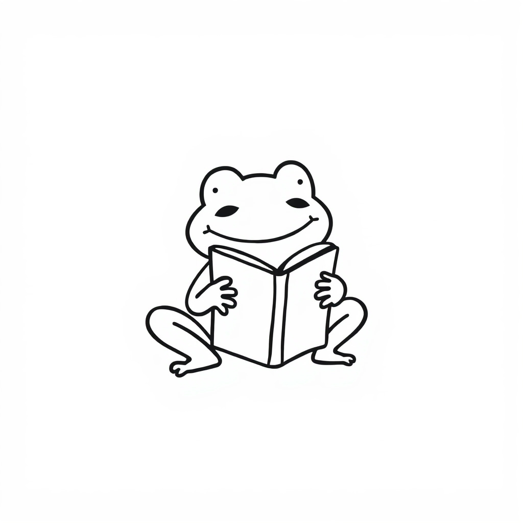 Frog reading book