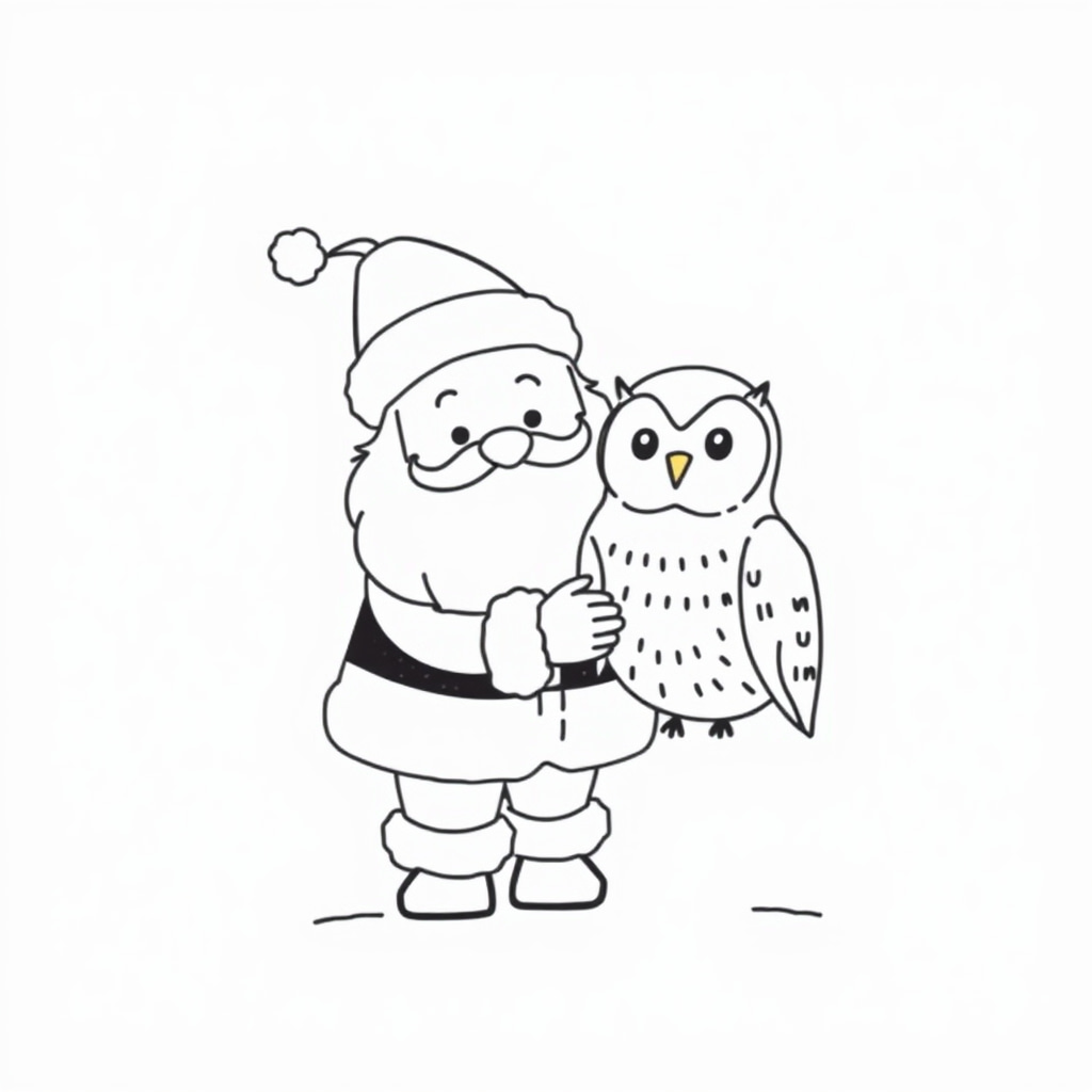 Santa petting a snowy owl