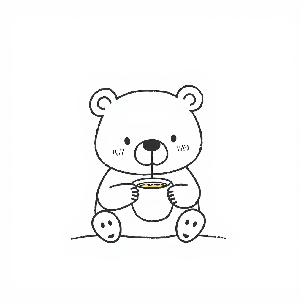 Bear sipping tea