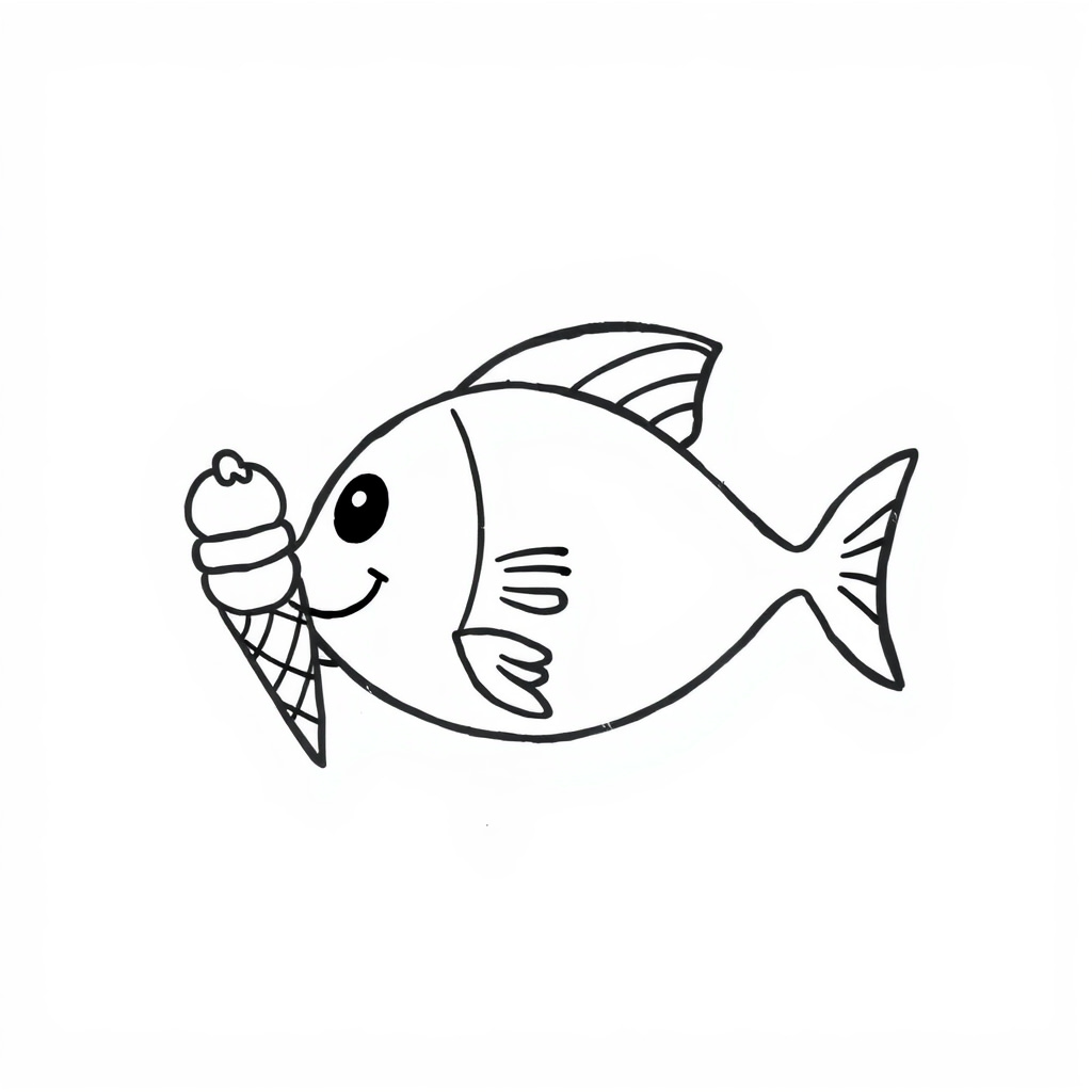 Fish holding ice cream cone