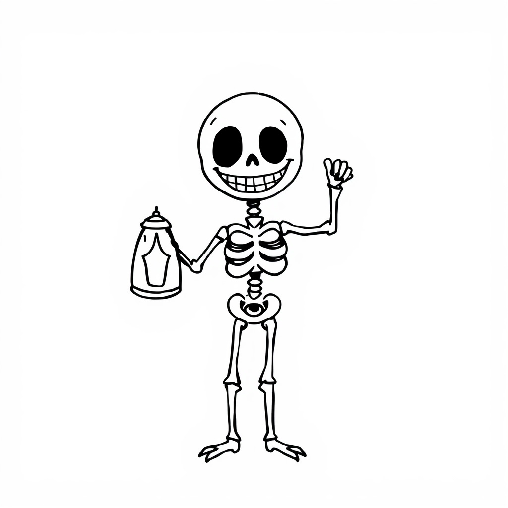 Grinning skeleton with lantern