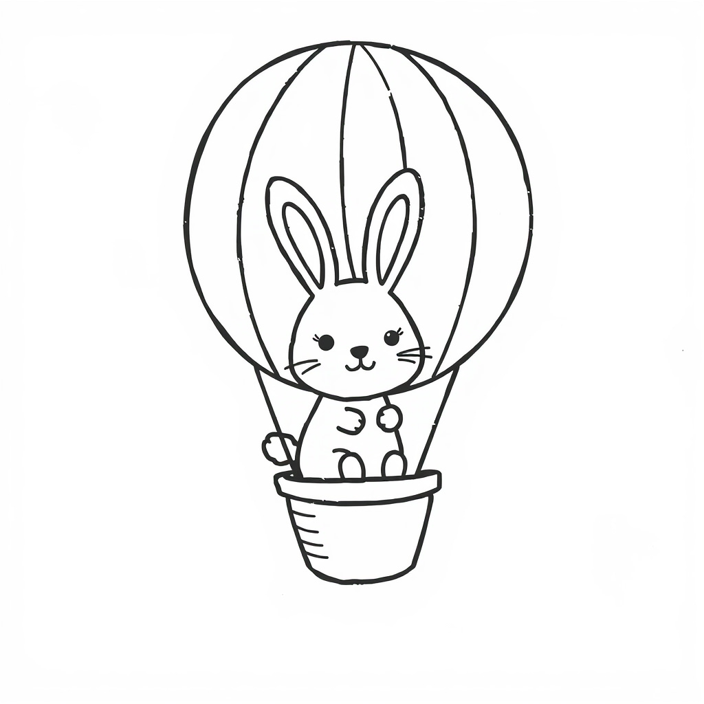 Bunny in a hot air balloon