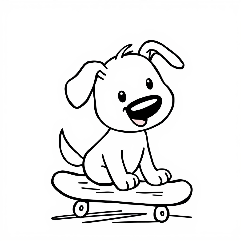 Dog riding skateboard