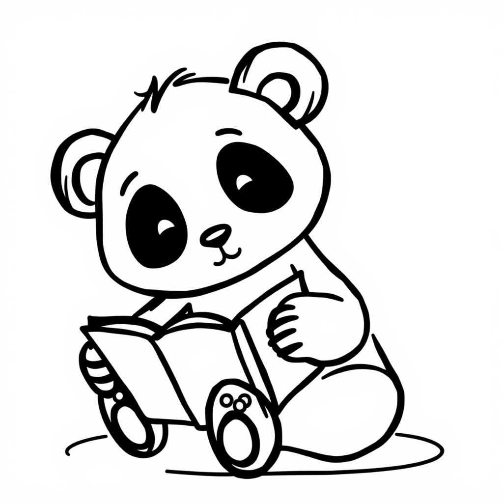 Panda reading book