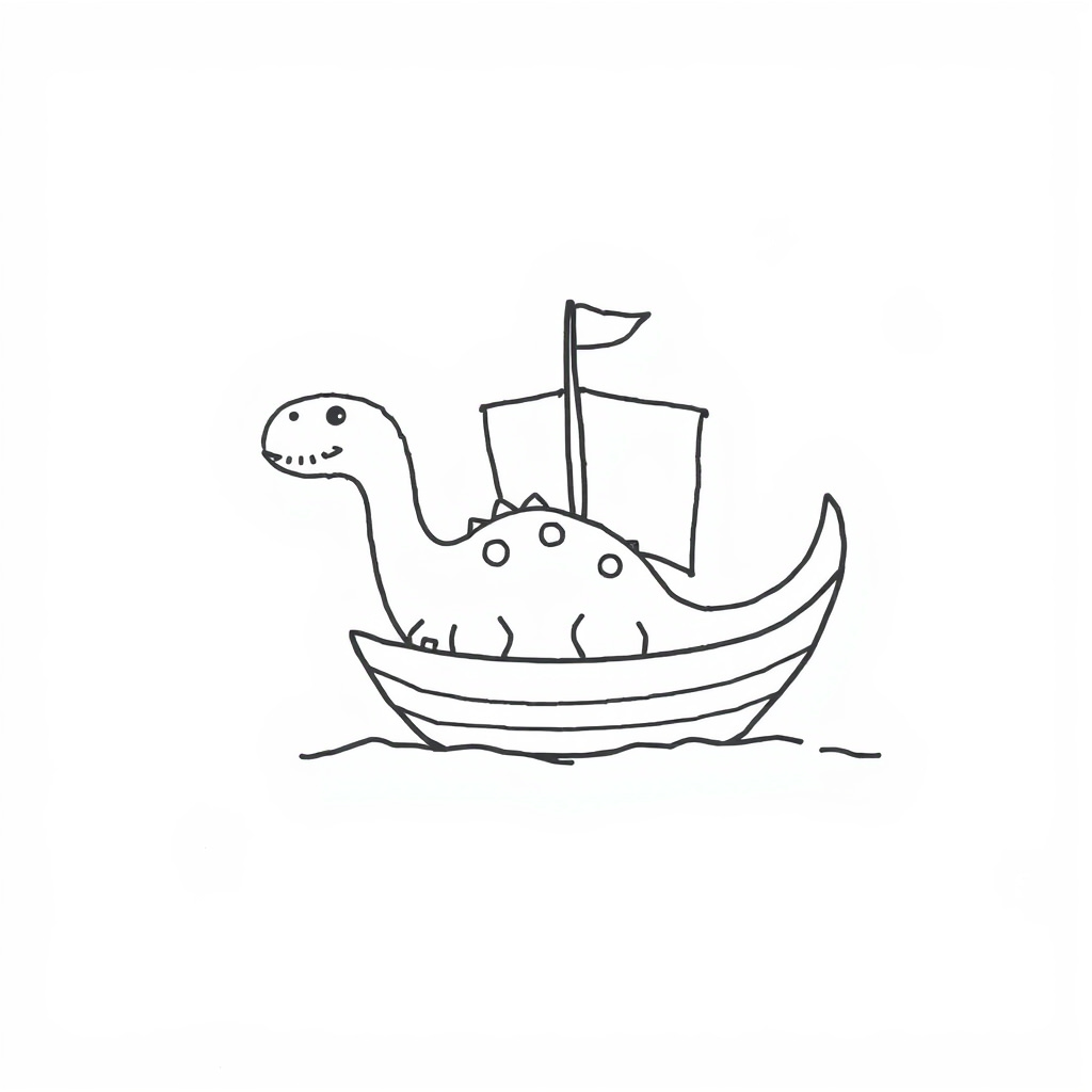 Dinosaur sailing boat