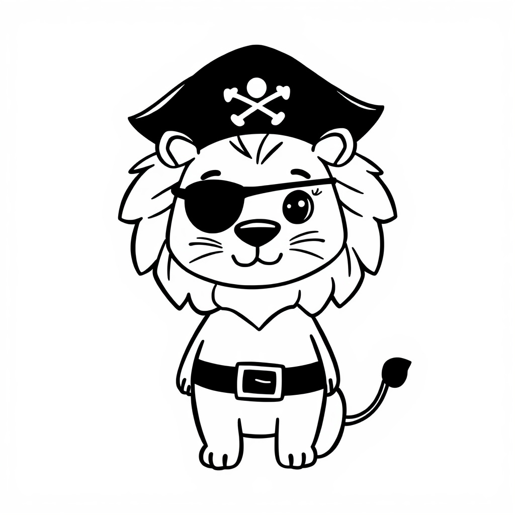 Lion in a pirate costume