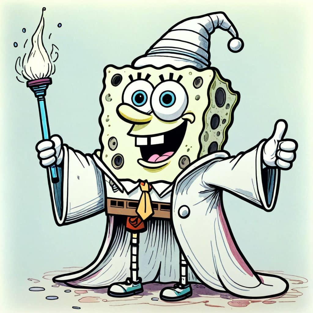 Colored Spongebob - in a magician's robe