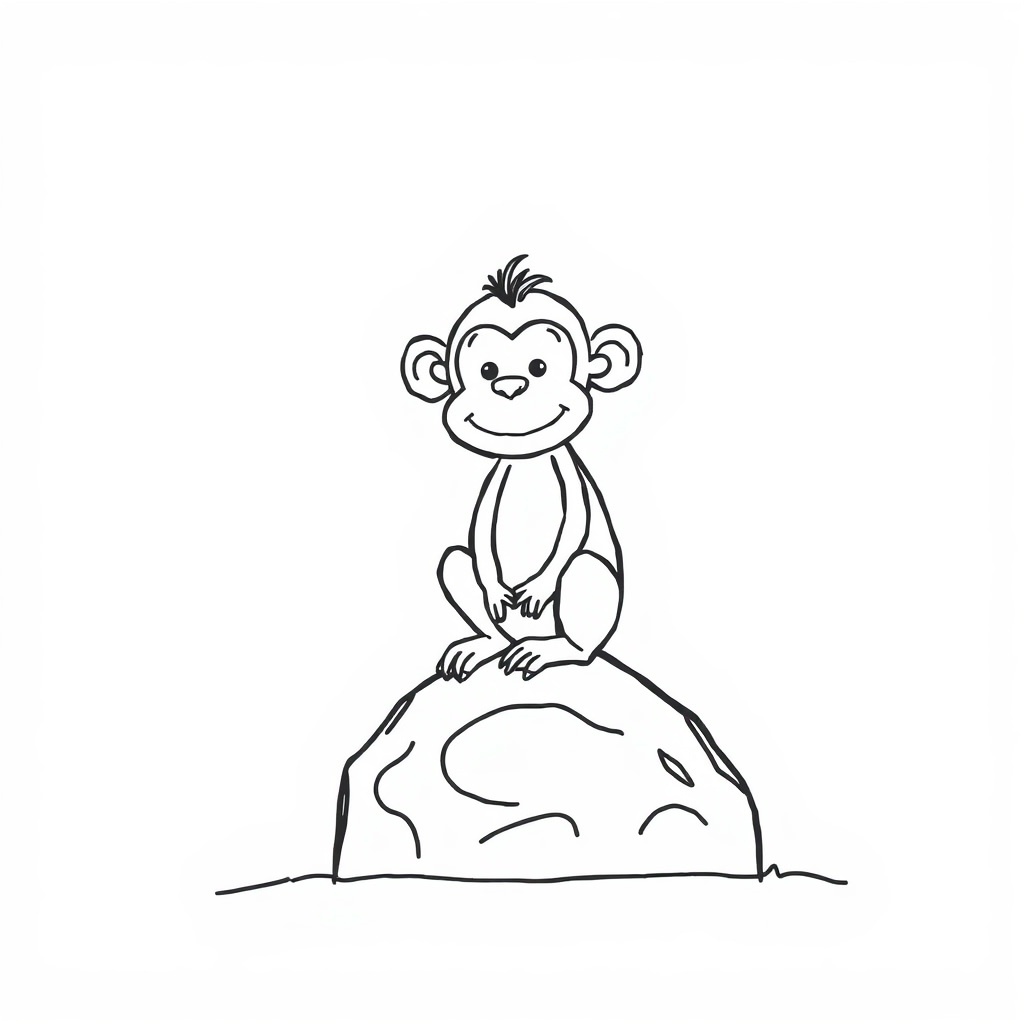 Monkey sitting on rock