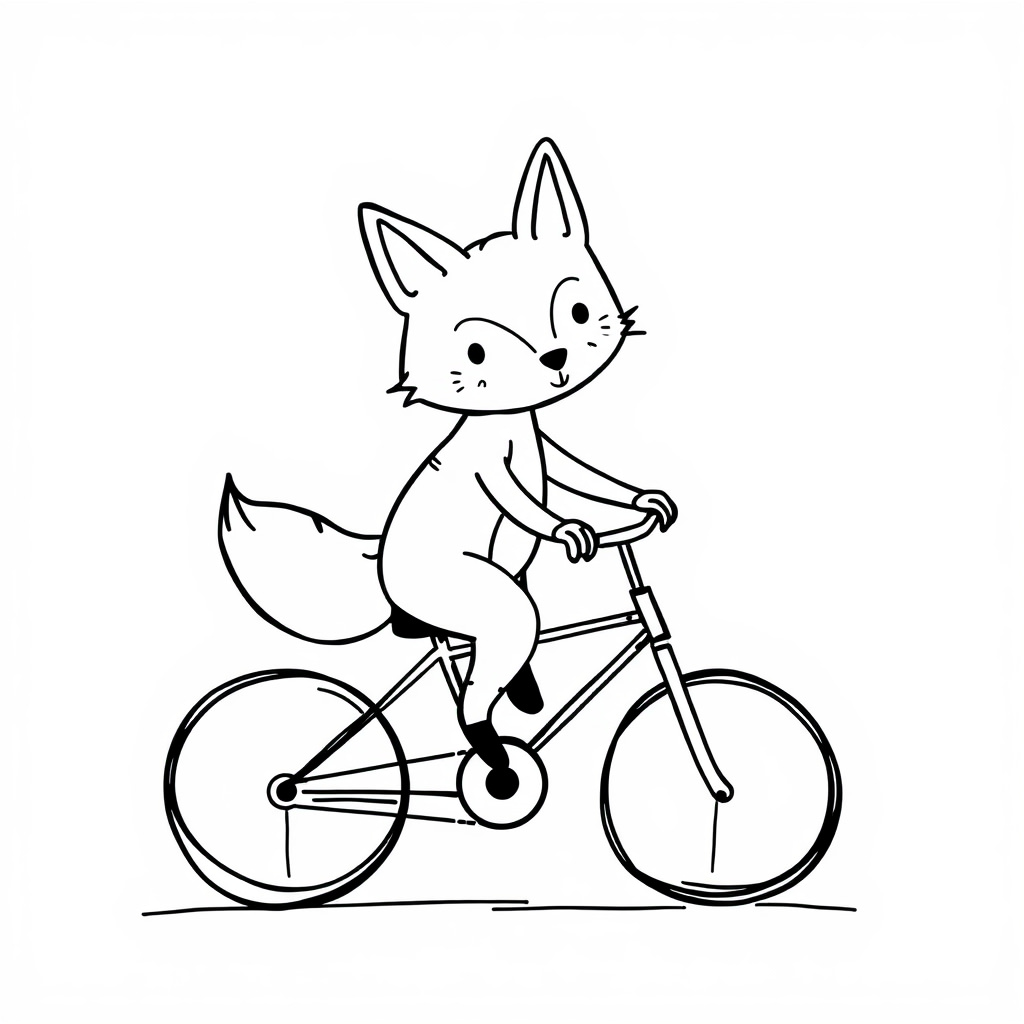 Fox riding bicycle.