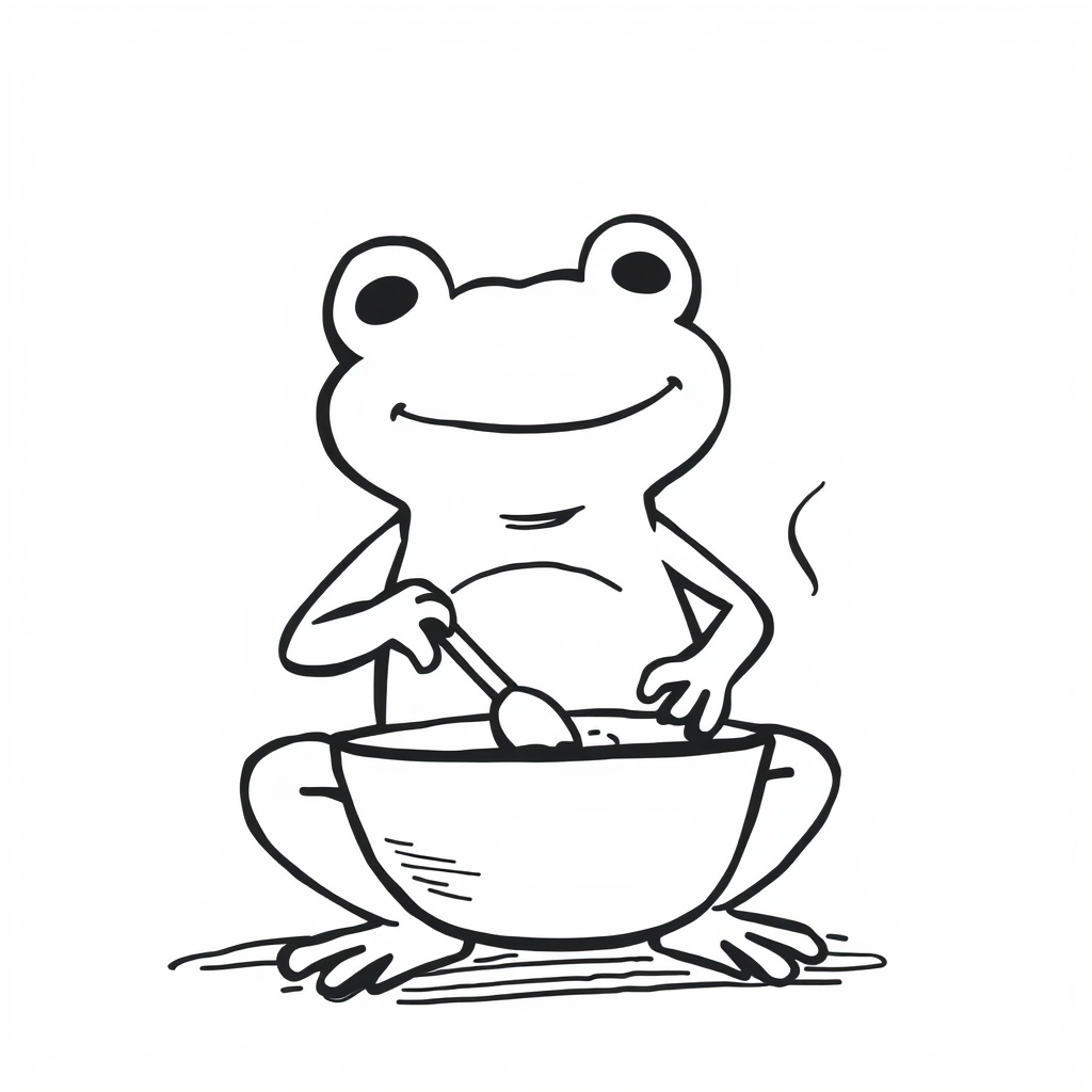 Frog cooking meal.