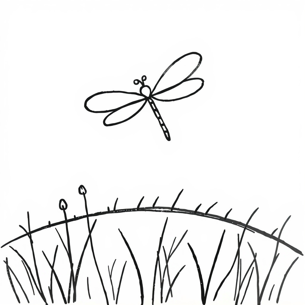 Dragonfly over a meadow