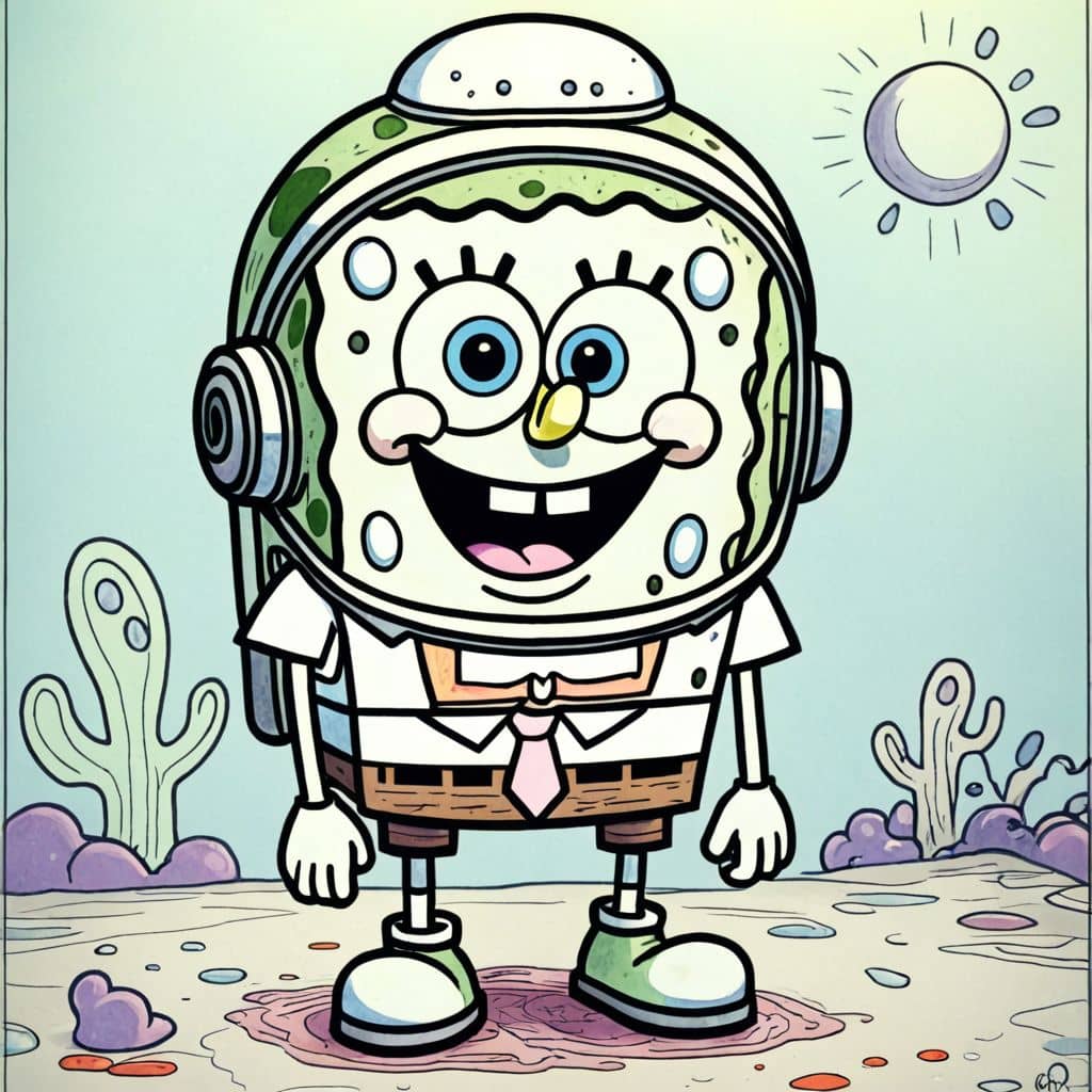 Colored Spongebob - in a space suit