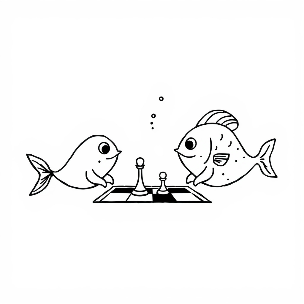 Fish friends playing chess