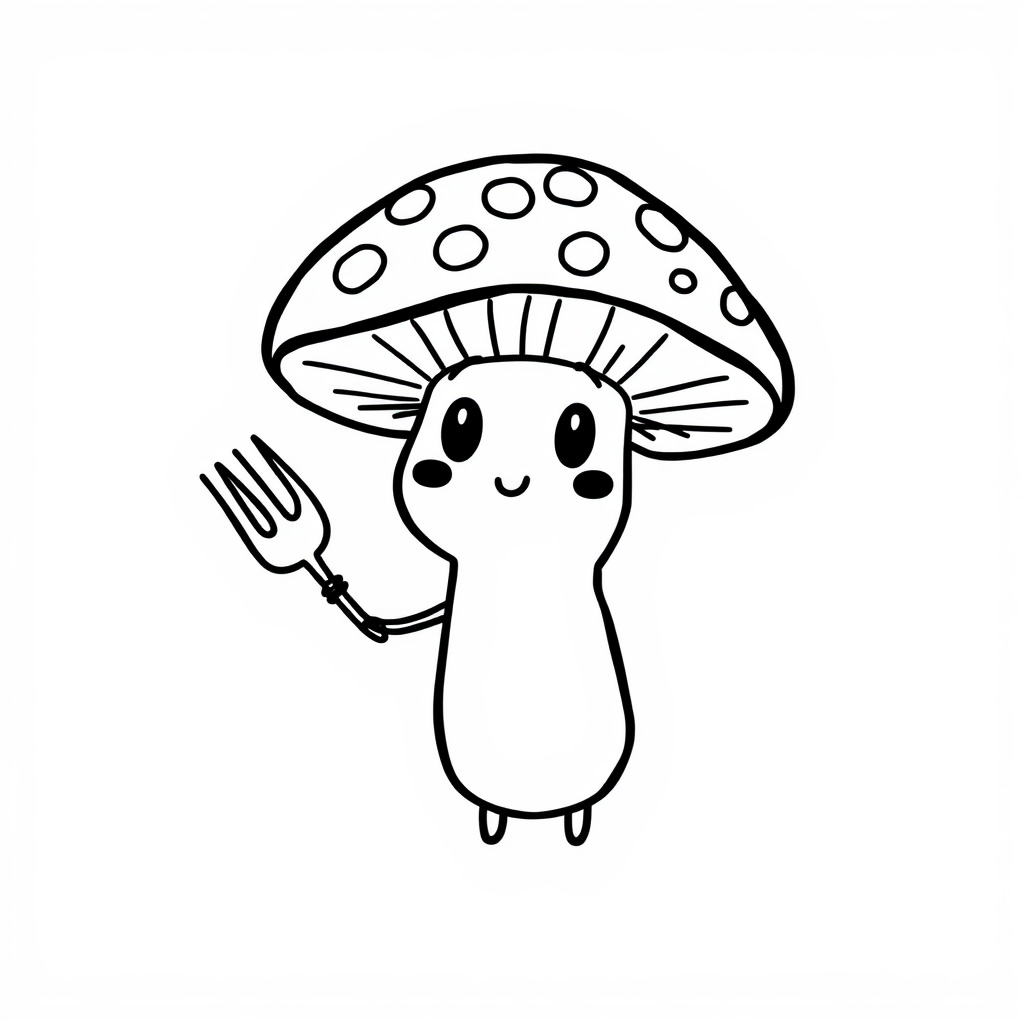 Mushroom holding a fork