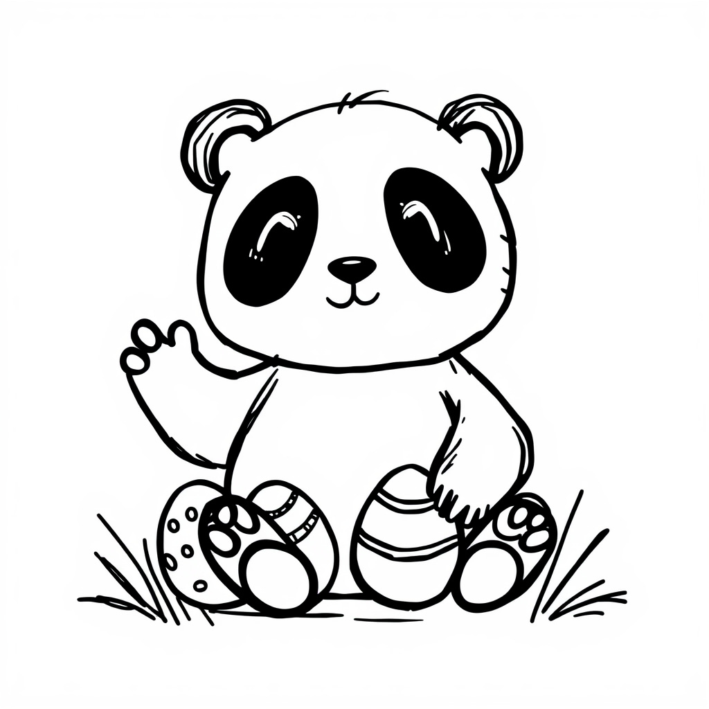 Panda with Easter eggs