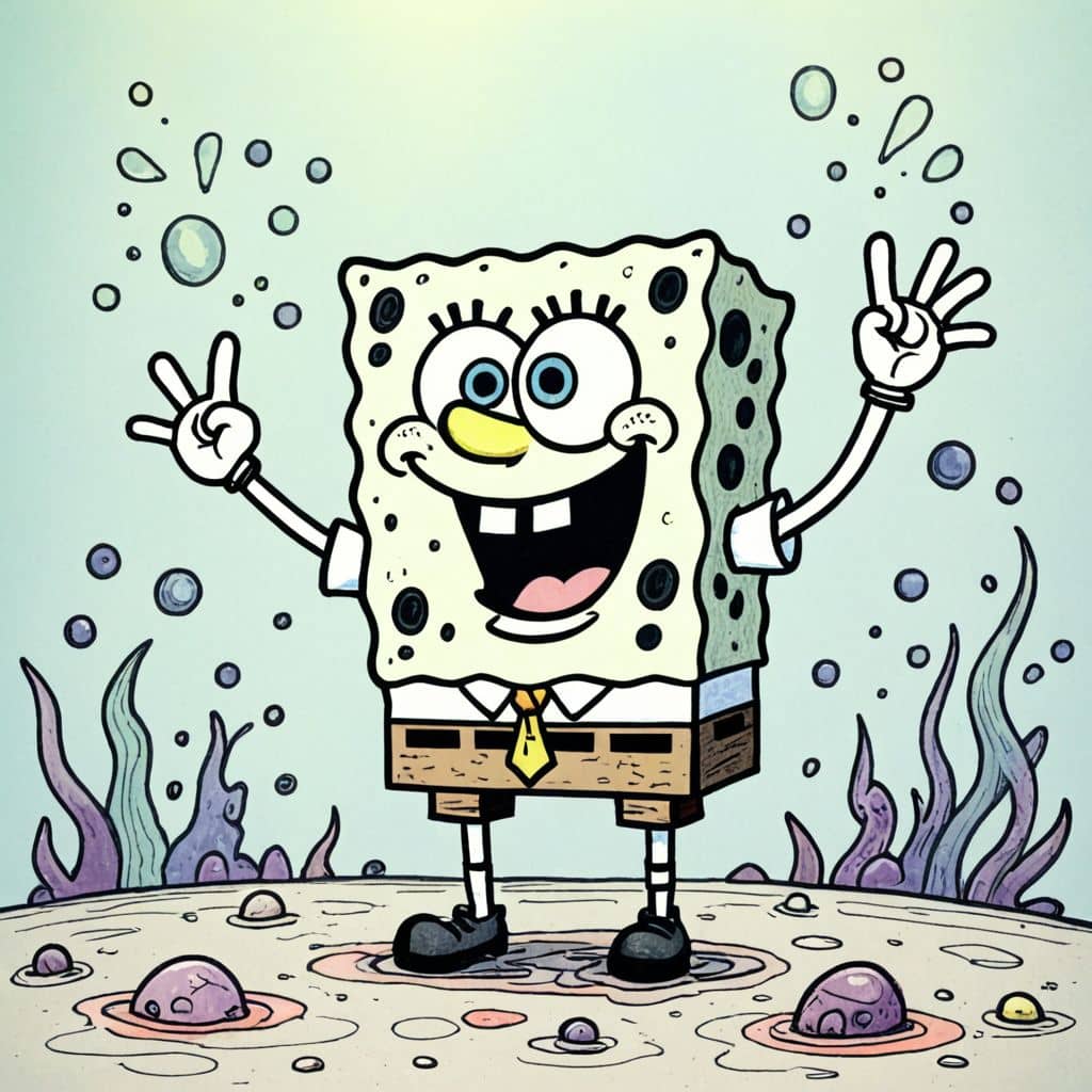 Colored Spongebob - casting water spells
