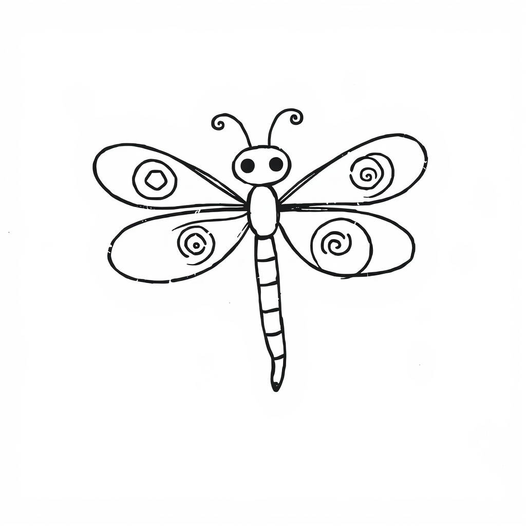 dragonfly with spirals