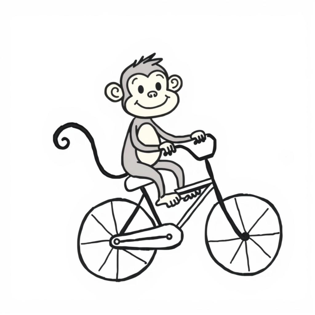 Monkey riding a bicycle