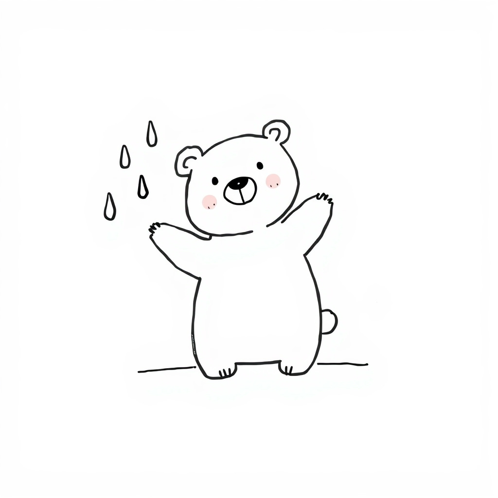 Bear catching raindrops