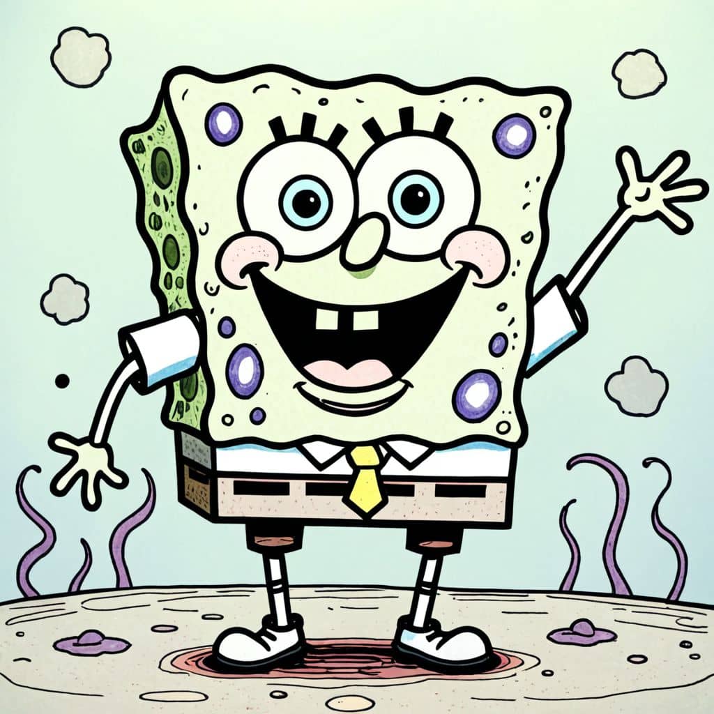 Colored Spongebob - turning invisible