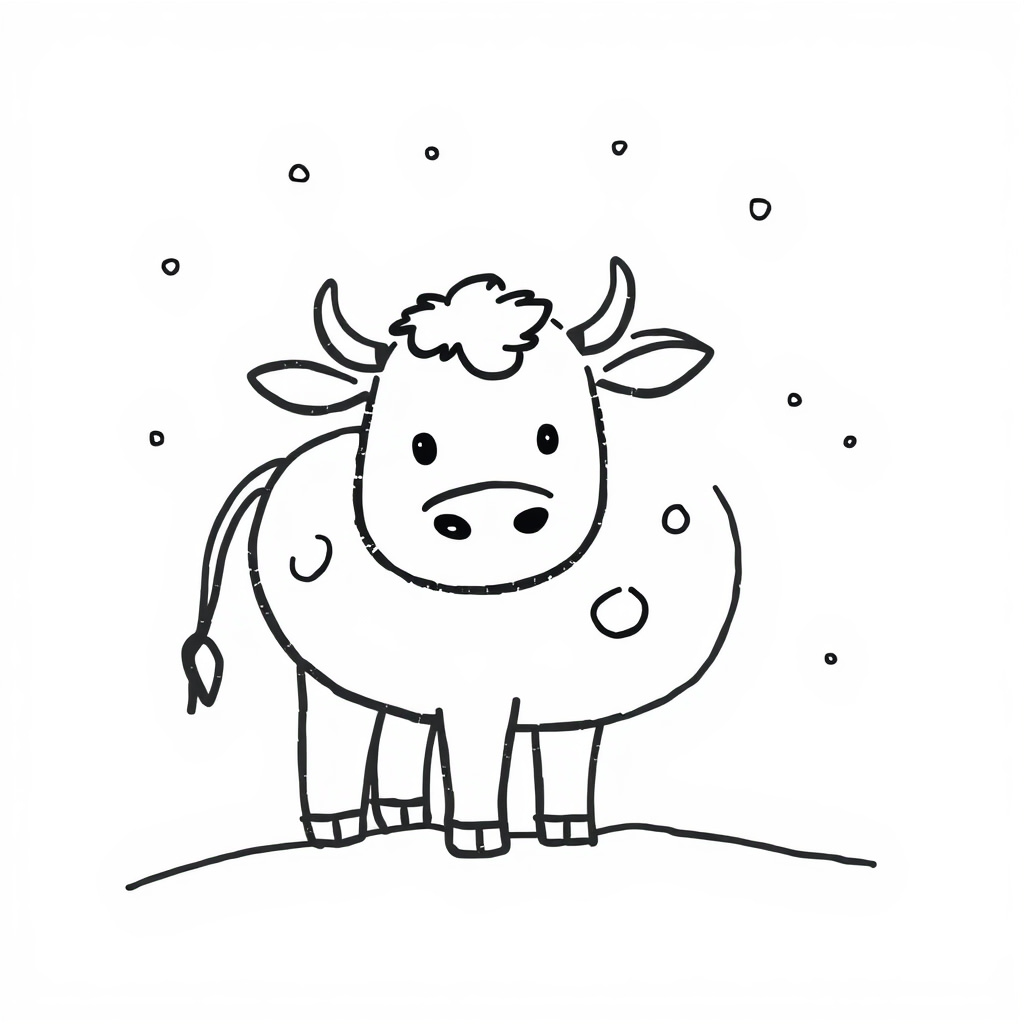 Cow in winter snow