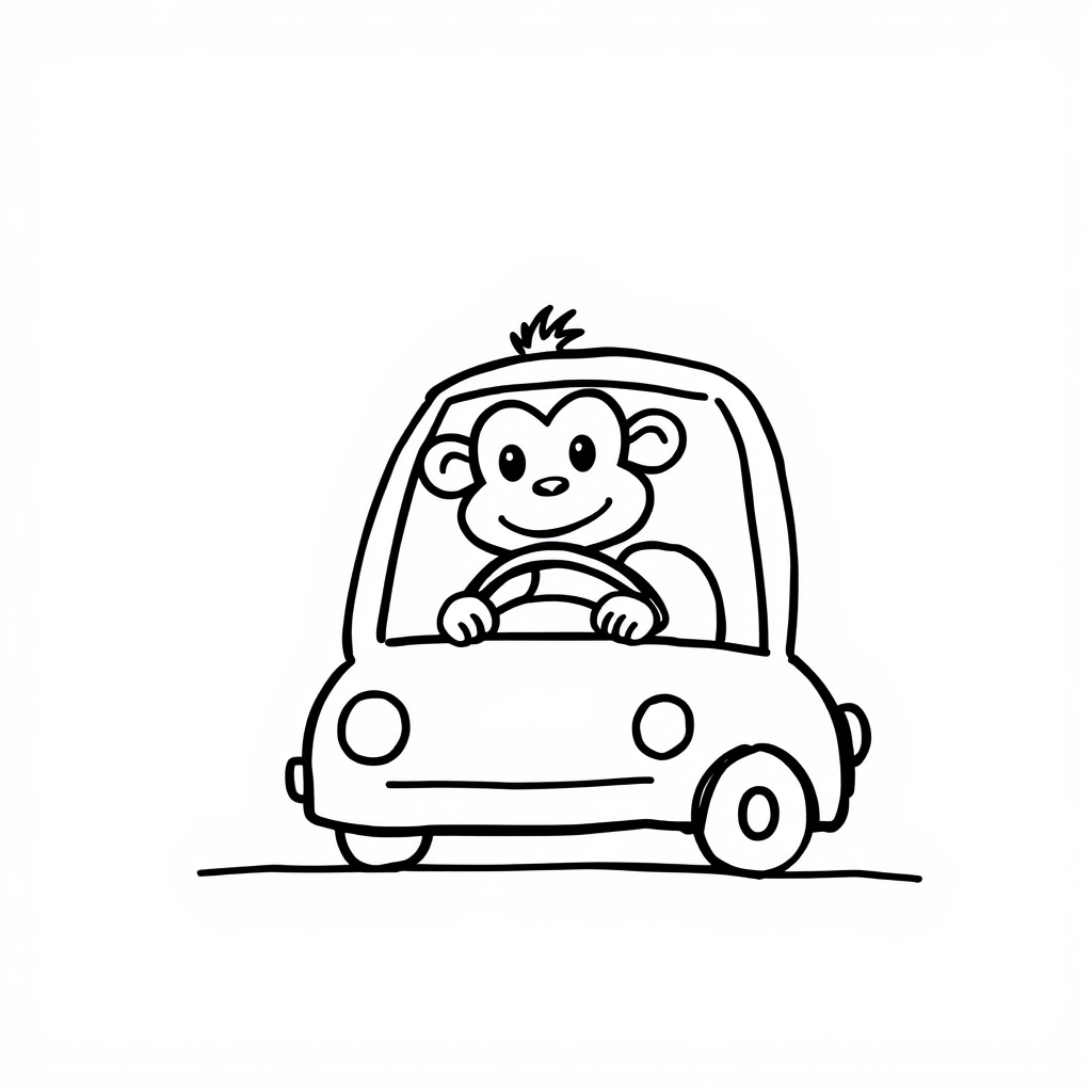 Monkey driving a car