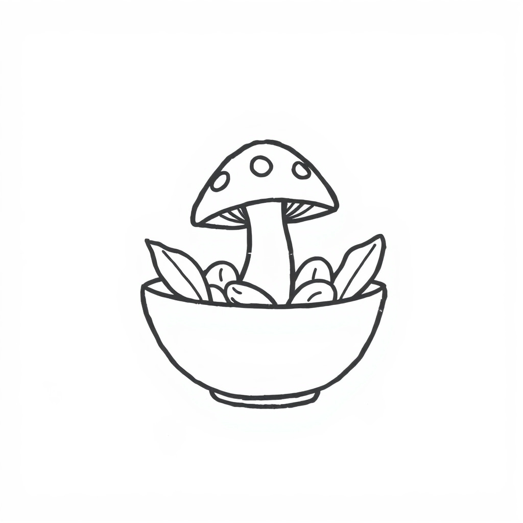 Mushroom in a salad bowl