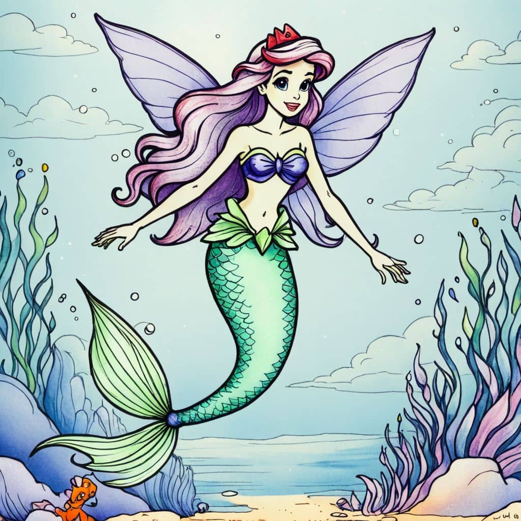 Colored Ariel - the little mermaid in a fairy outfit