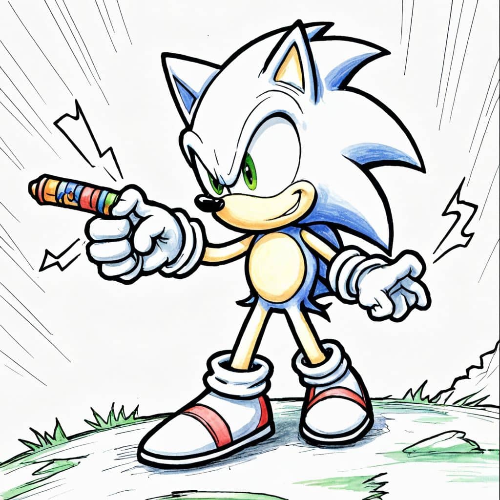 Colored Sonic summoning lightning bolts
