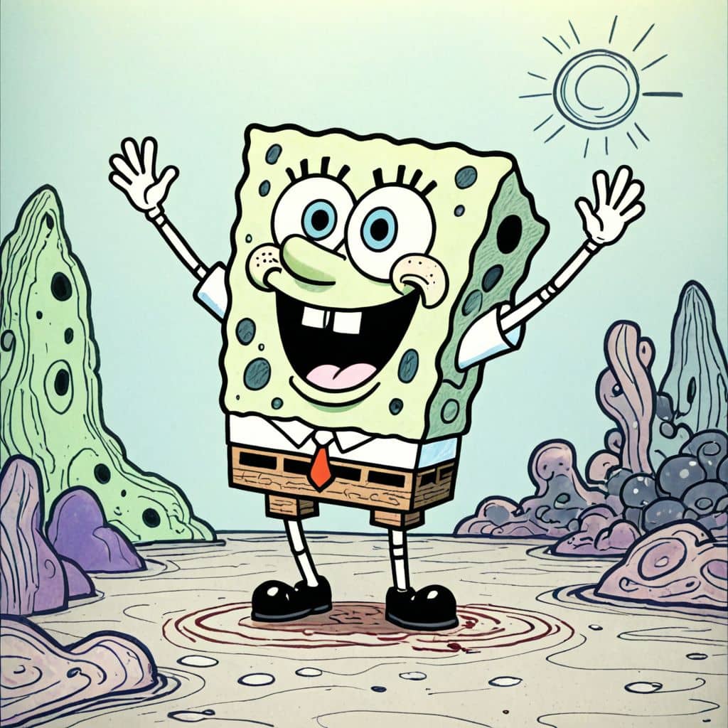 Colored Spongebob - controlling the tides