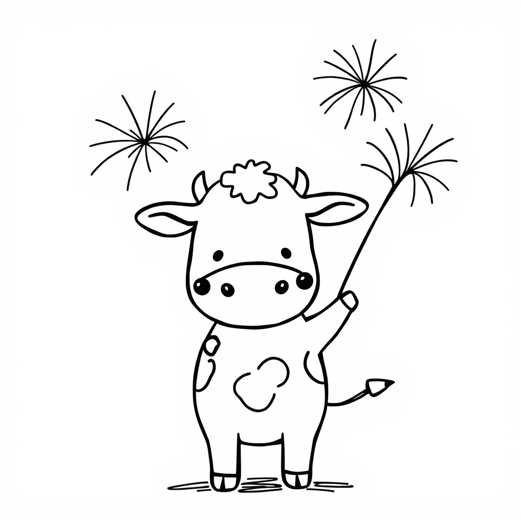 Cow holding fireworks