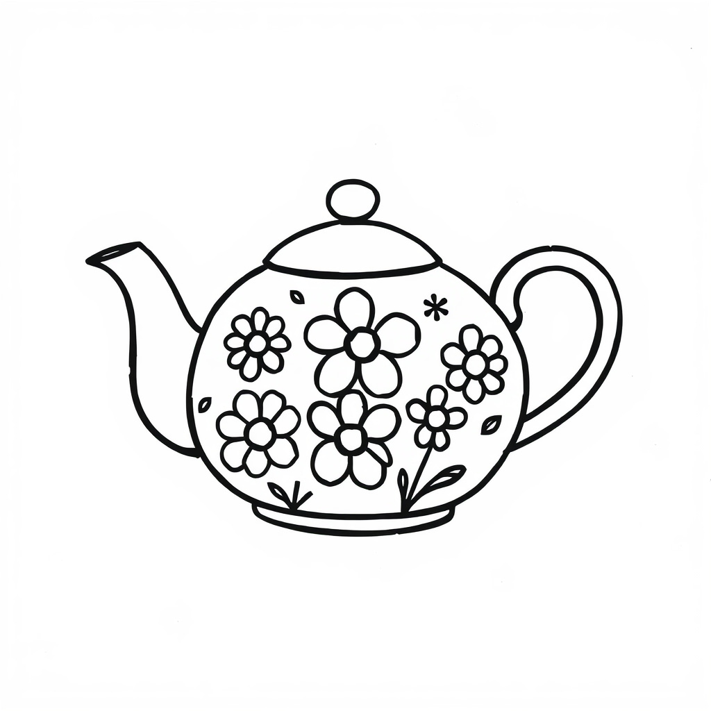 Flower-decorated teapot