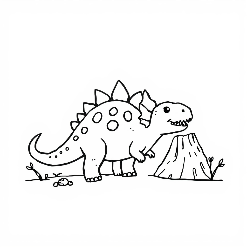 Ankylosaurus by a volcano.