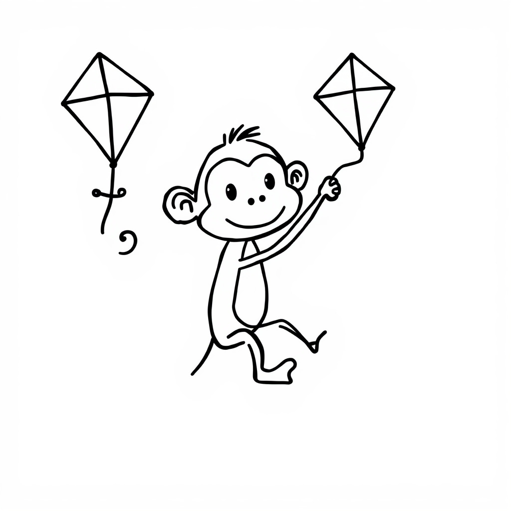 Monkey flying a kite.